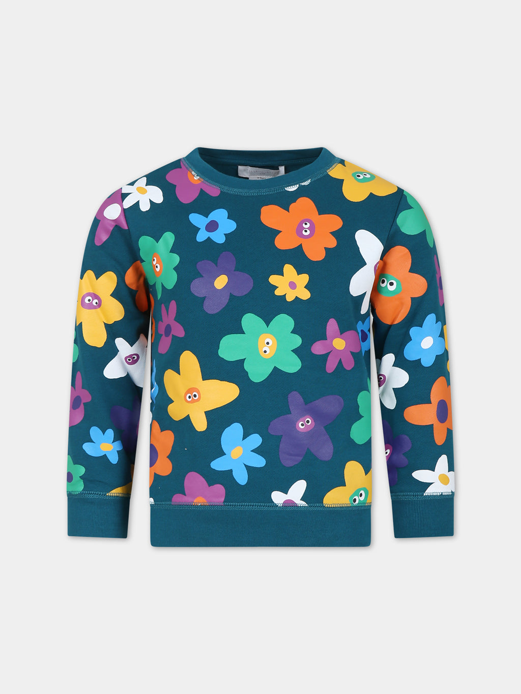 Green sweatshirt for girl with flowers