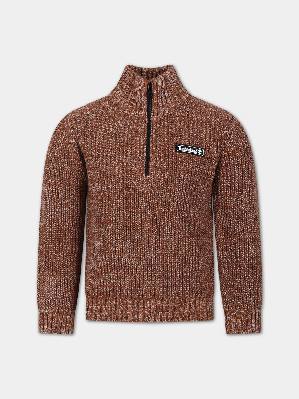 Brown sweater for boy with zip