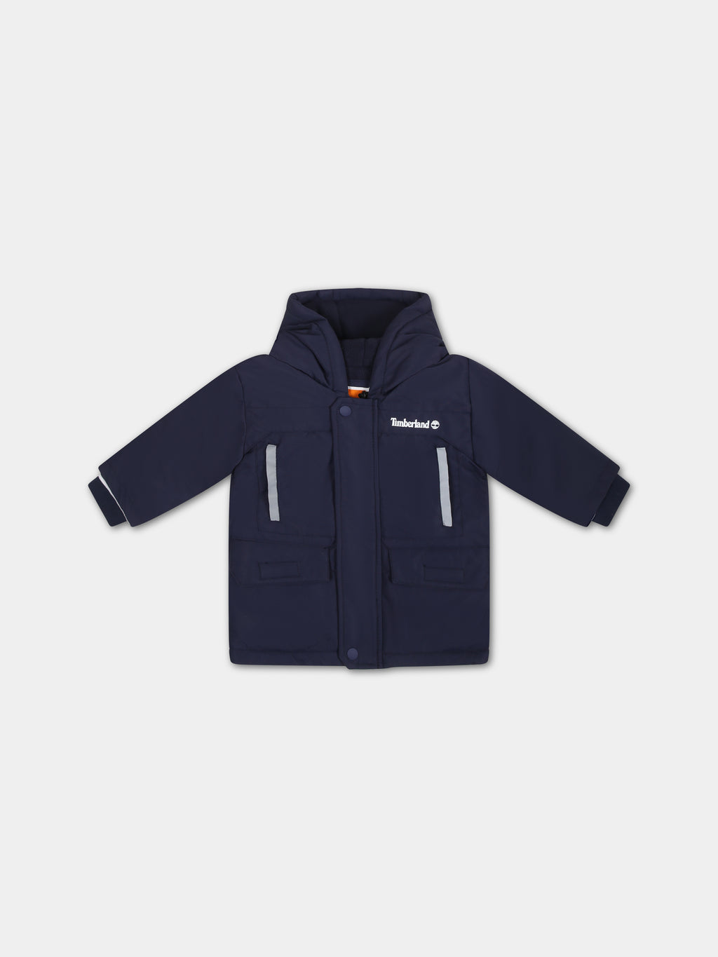 Blue parka for boy with logo