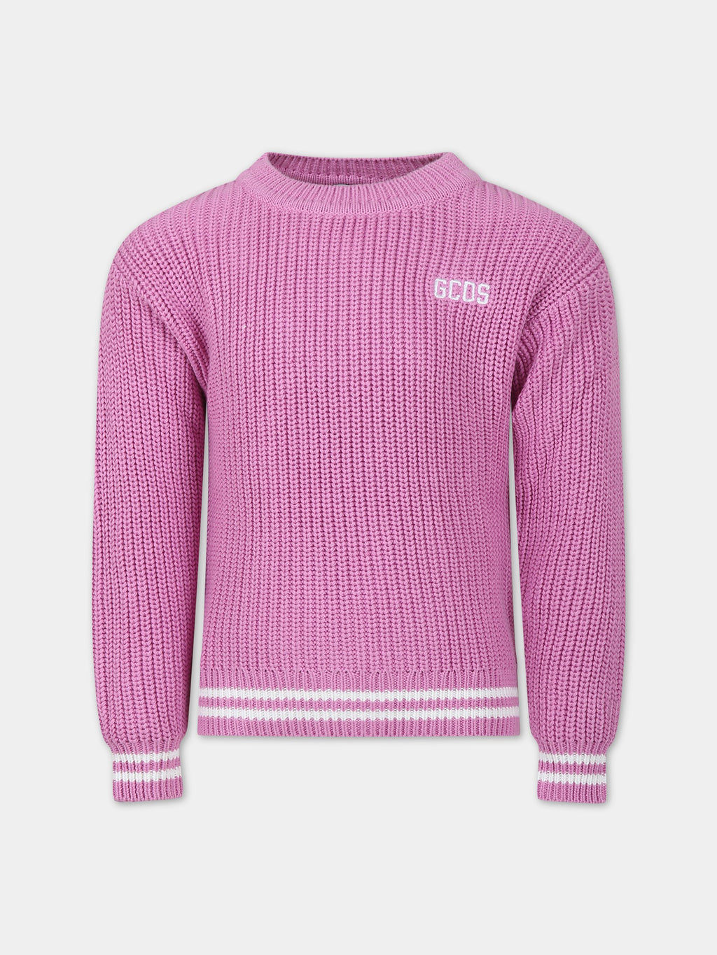 Pink sweater for girl with logo