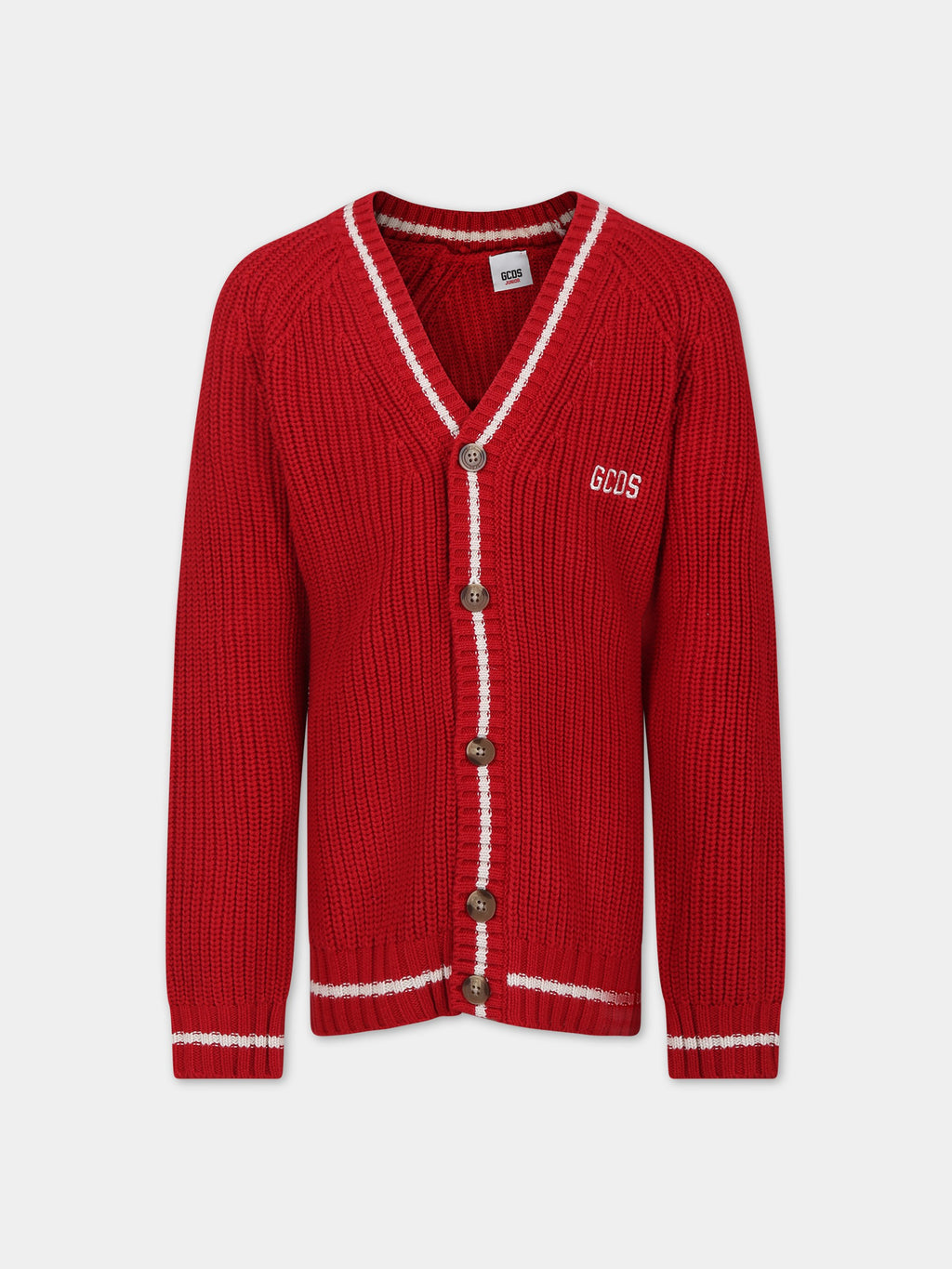 Red cardigan for kids with logo