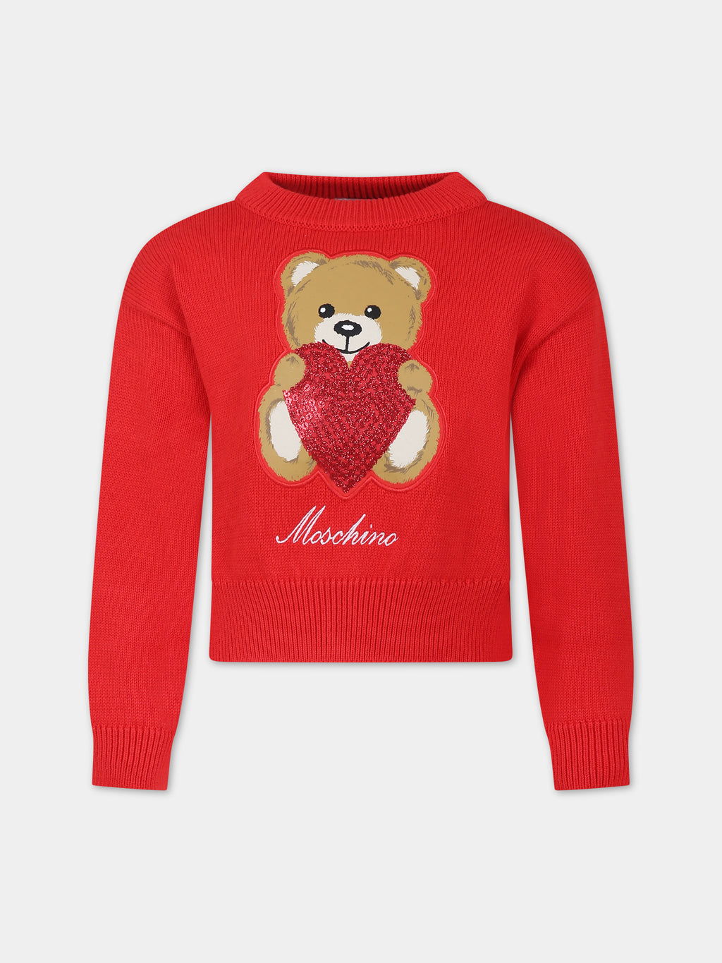 Maglione rosso per bambina con Teddy Bear e cuore