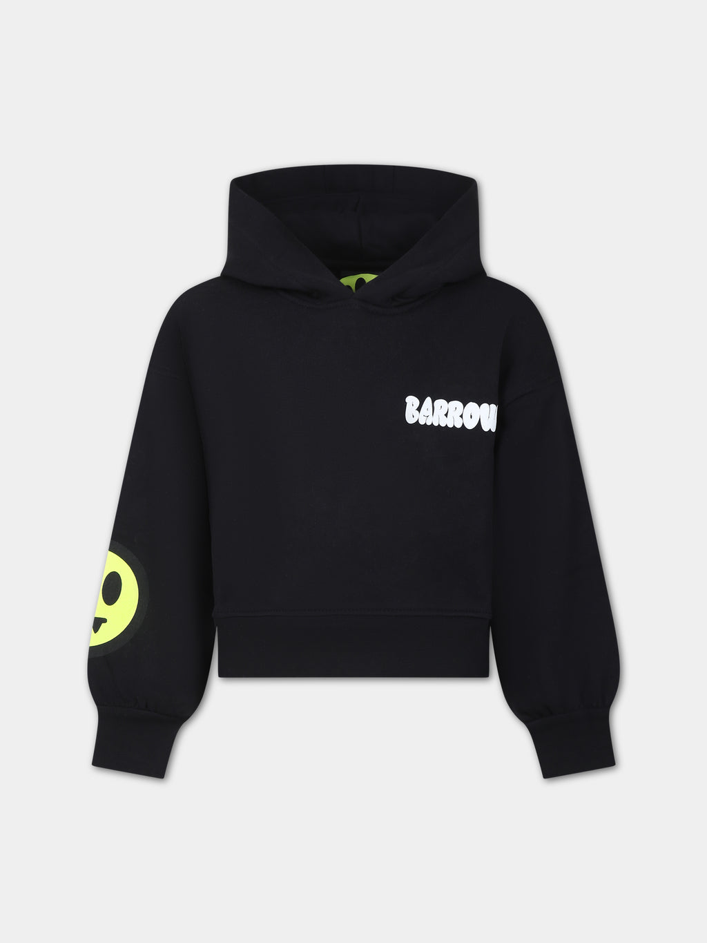 Black kids's sweatshirt with logo and smiley face