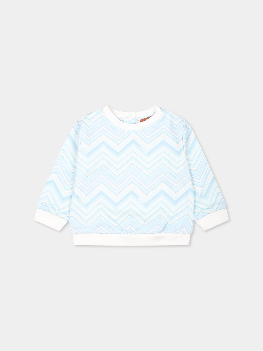 Light blue sweatshirt for baby boy with chevron pattern
