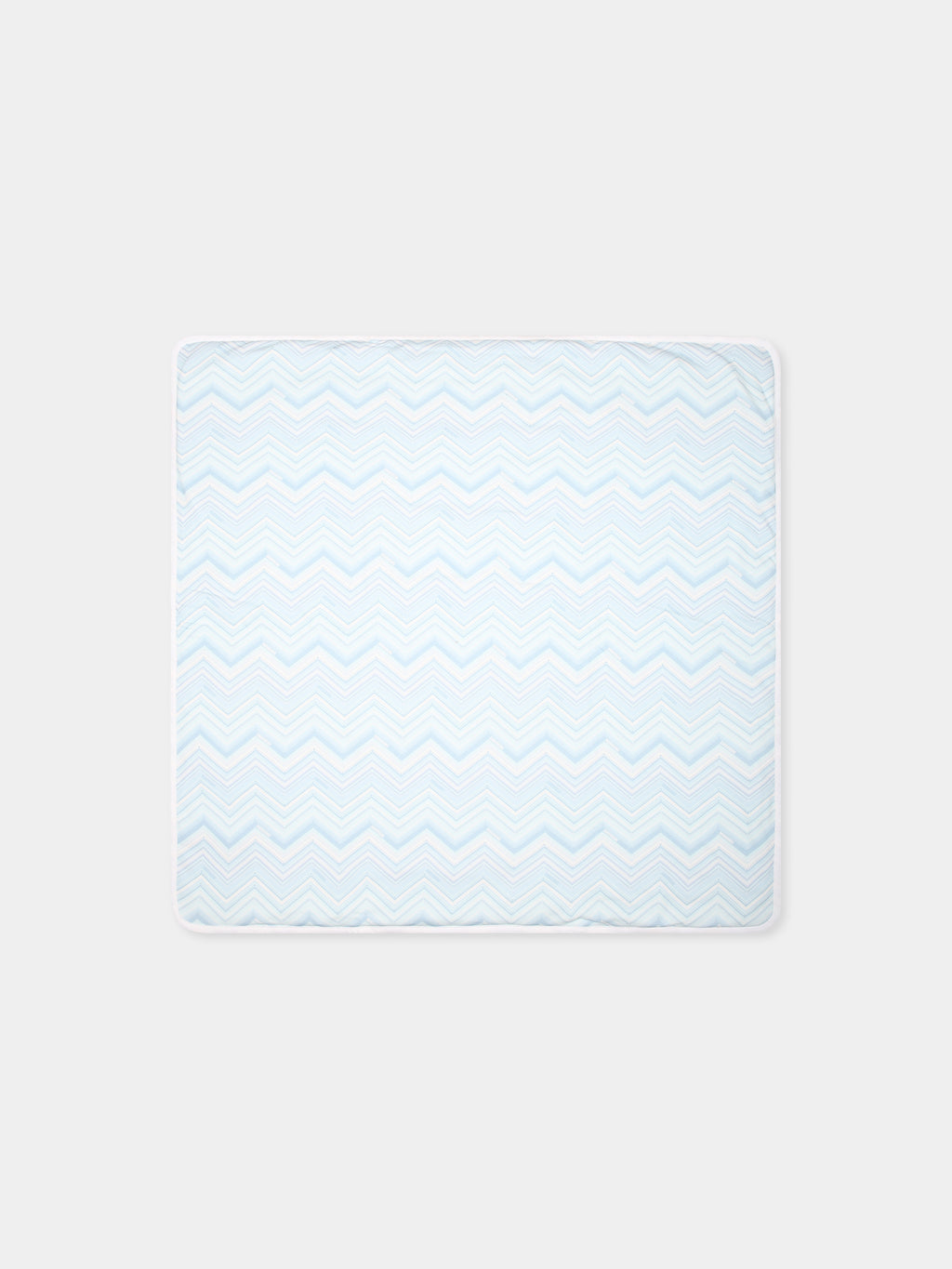 Light blue blanket for baby boy with chevron pattern