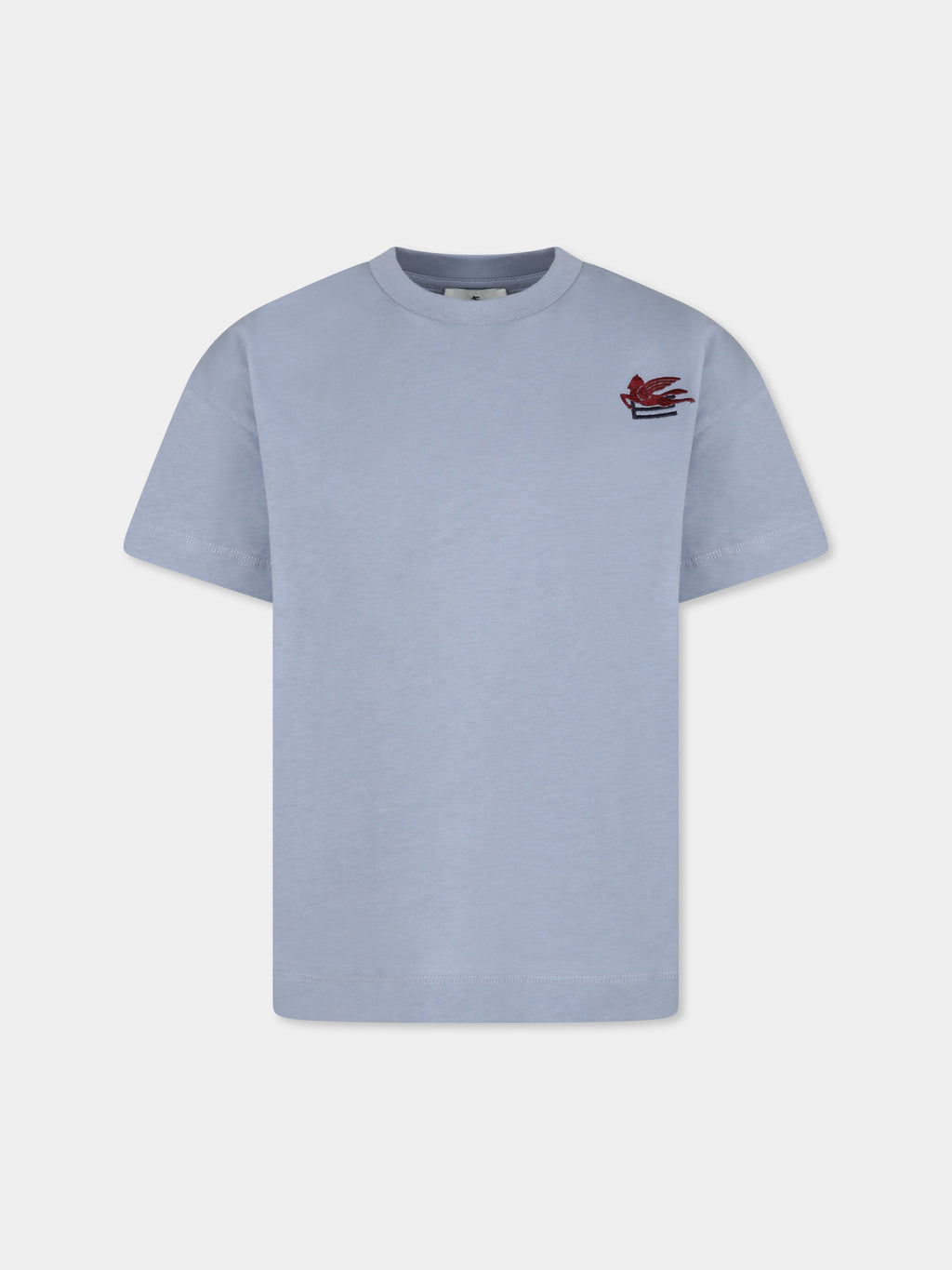 Light blue t-shirt for boy with Pegaso and logo