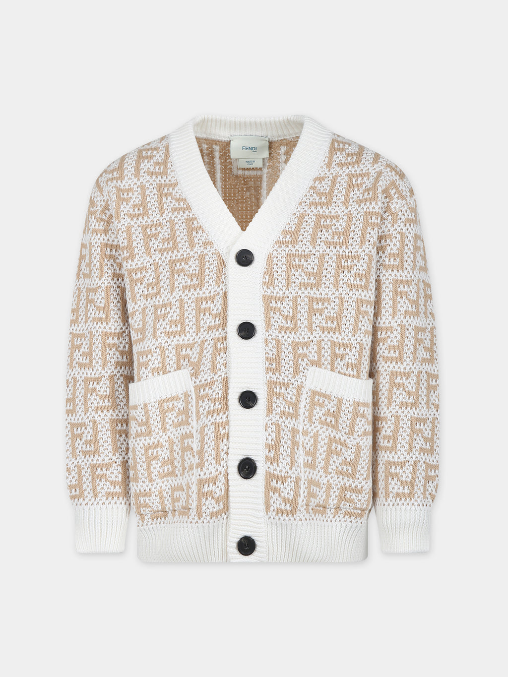 Beige cardigan for kids with double F