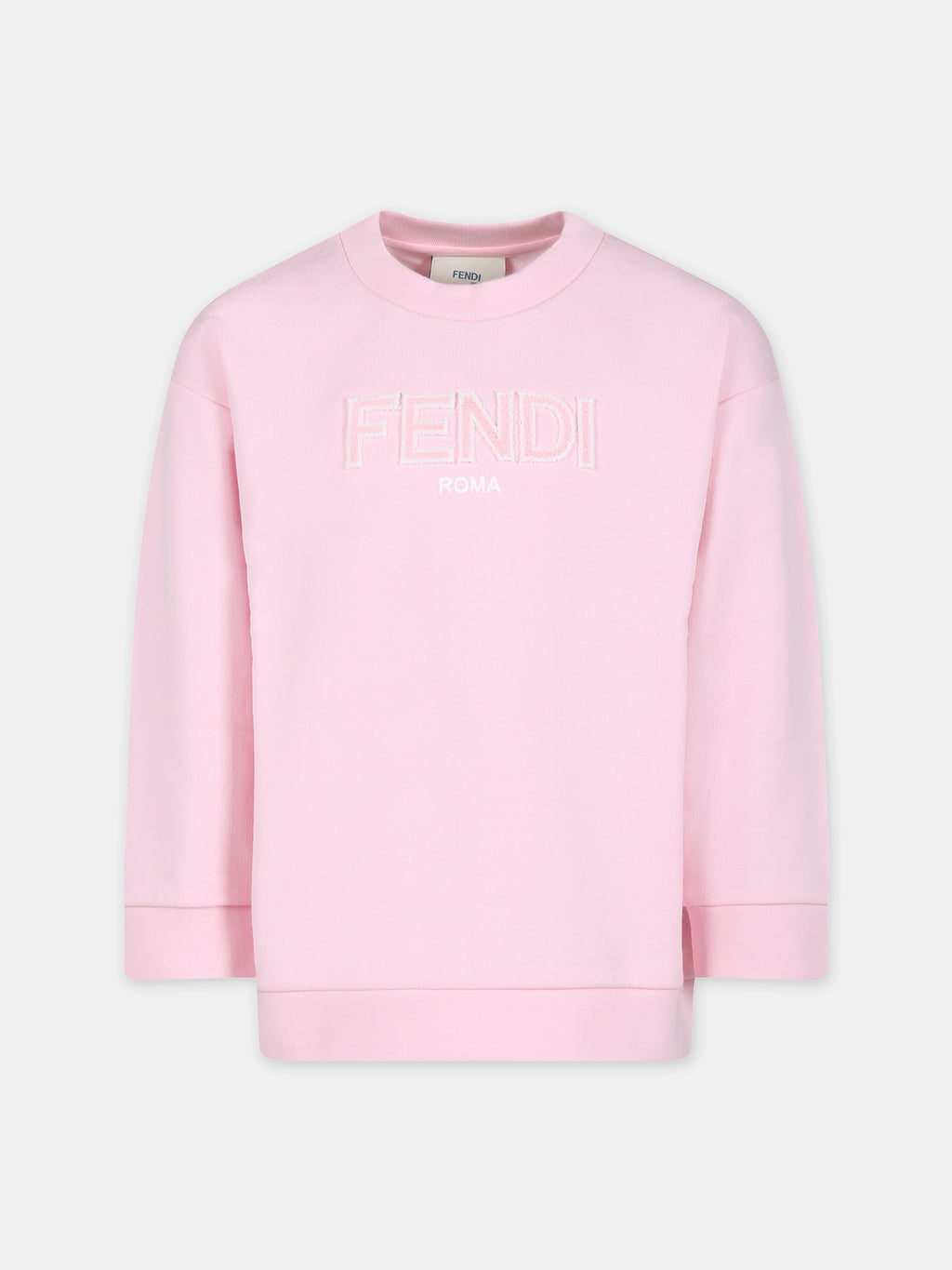 Pink sweatshirt for girl with Fendi logo