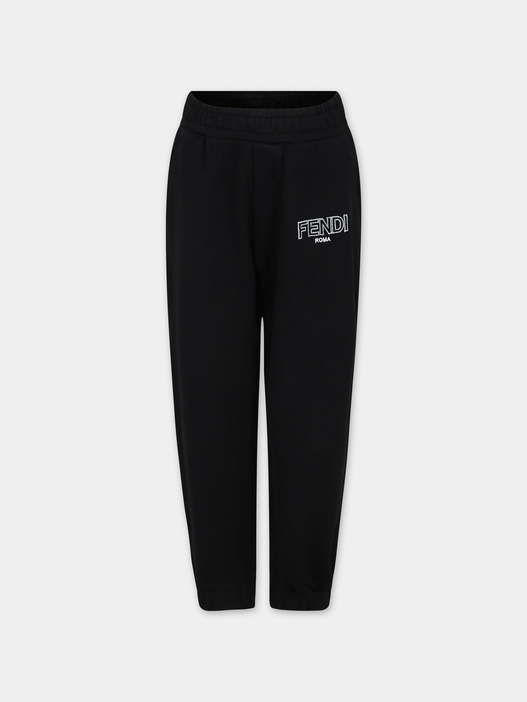 Black trousers for kids with Fendi logo