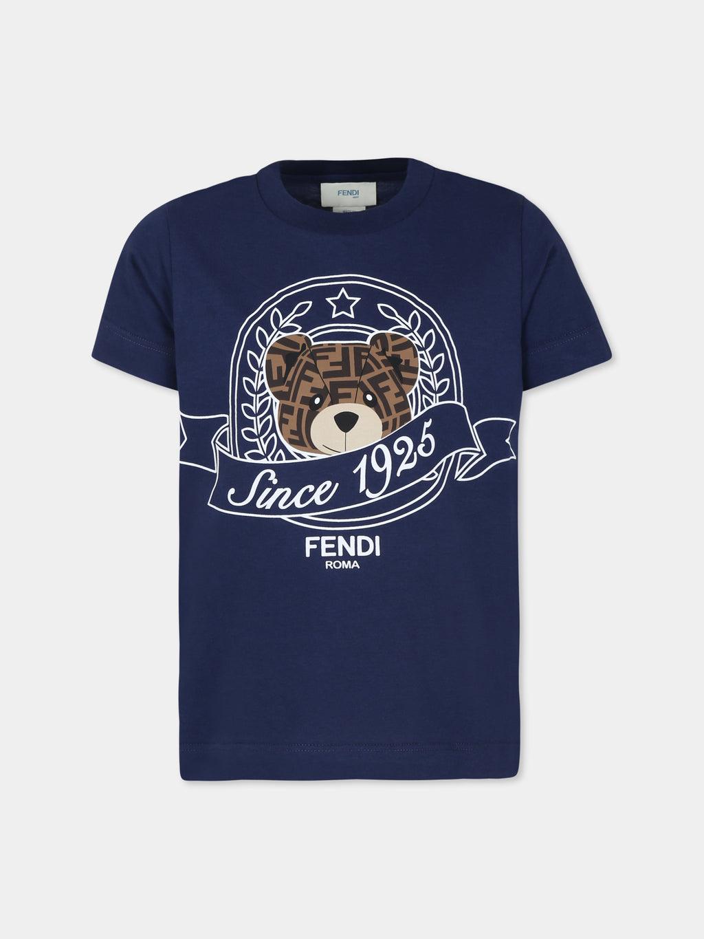 T-shirt bleu pour enfants avec ours Fendi