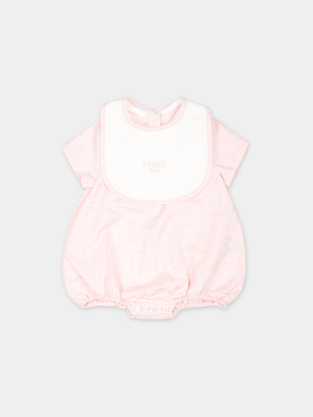 Pink romper set for baby girl with double F