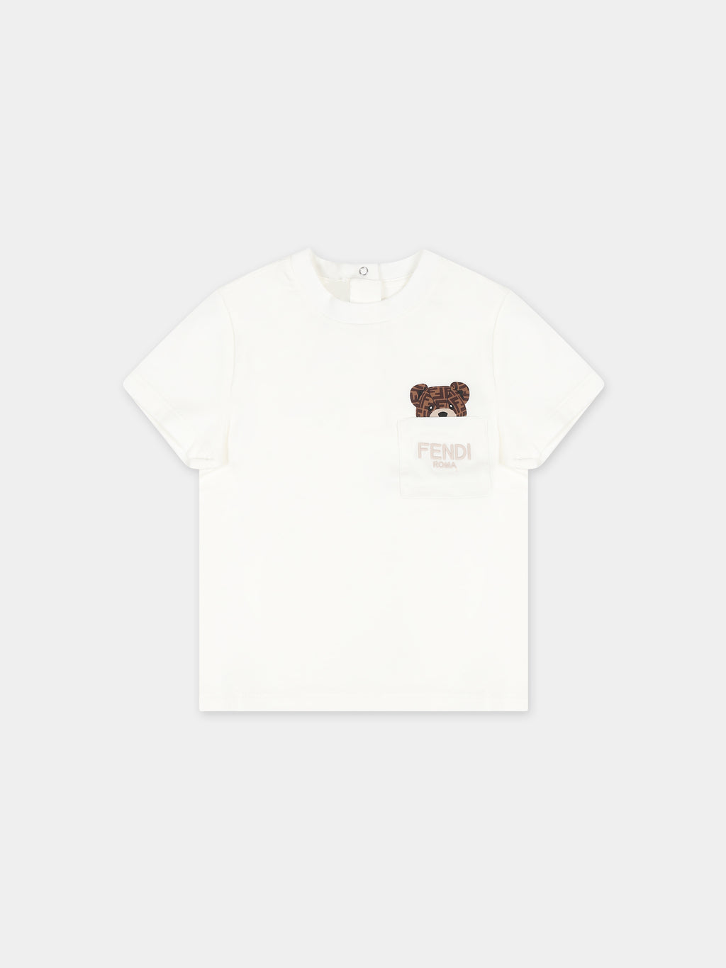 T-shirt blanc pour bébé enfants avec ours Fendi