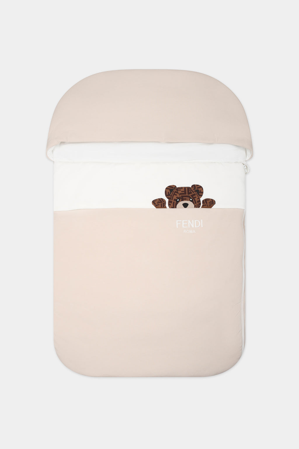 Beige sleeping bag for babykids with bear and Fendi logo