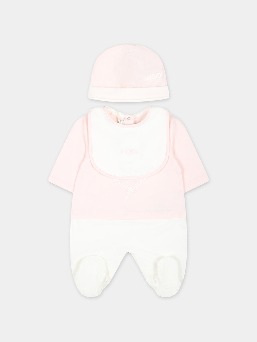Set tutina rosa per neonata con stemma Fendi