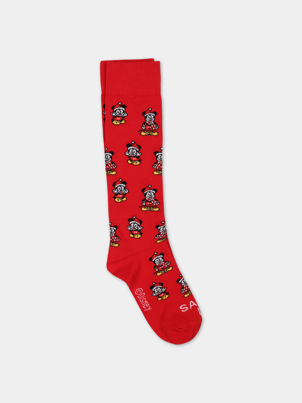 Red socks for kids with Mickey Mouse