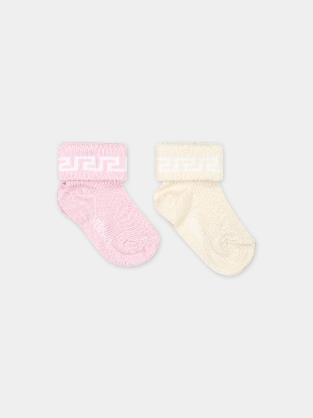 Multicolor socks set for baby girl with Greca