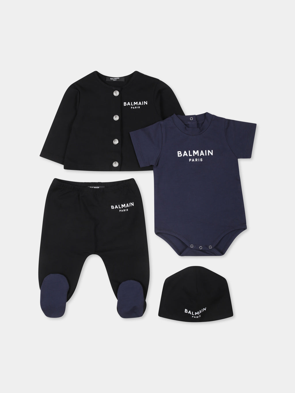 Blue birth set for baby boy with logo