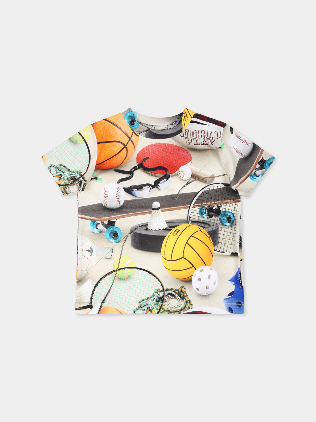 Beige t-shirt for boy with sports print