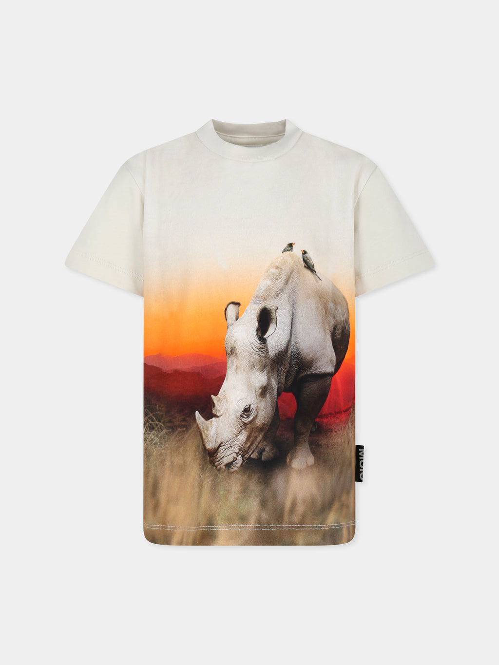 Beige t-shirt for boy with rhino print