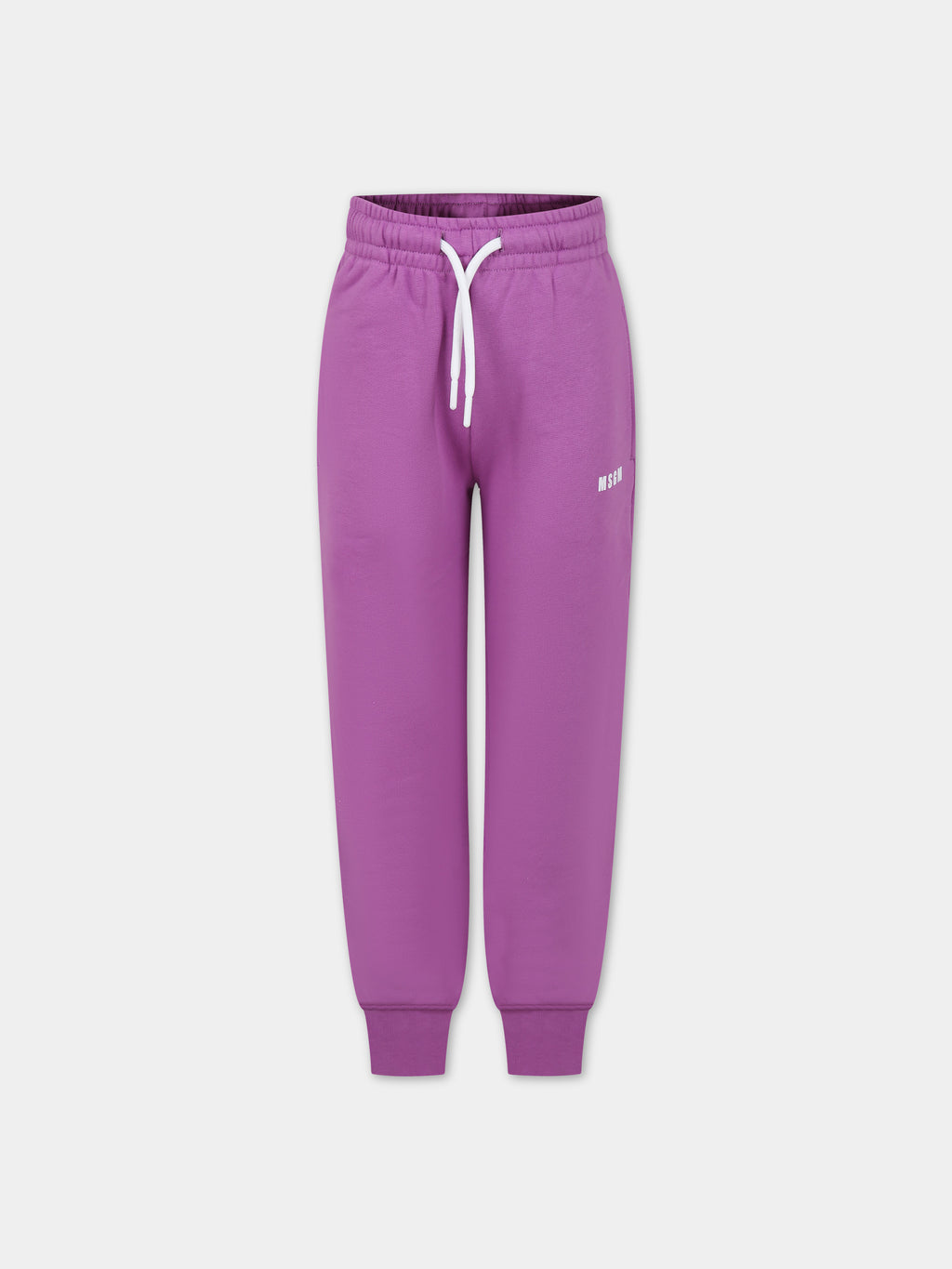 Lilac trousers for girl with logo