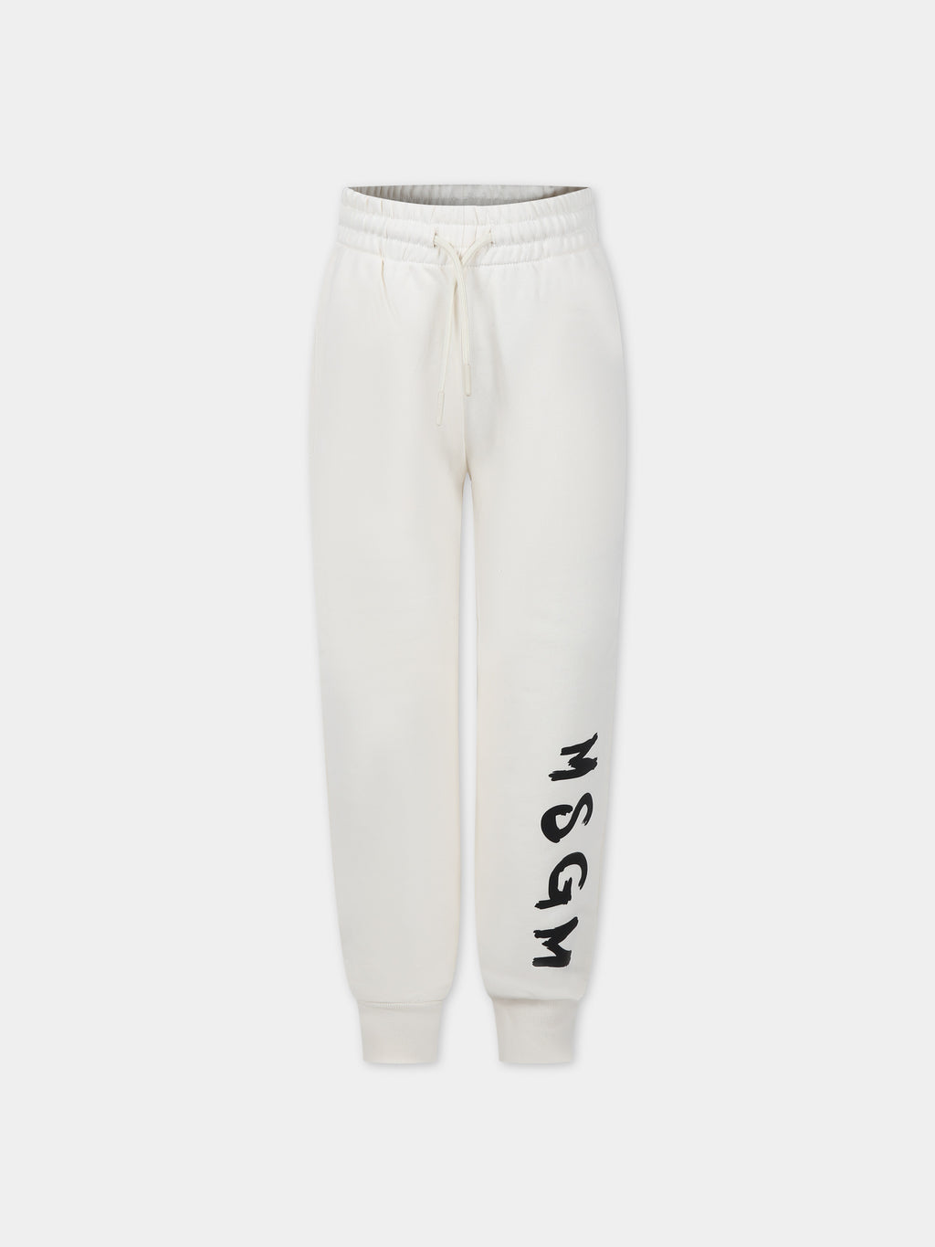 Ivory trousers for kids with logo