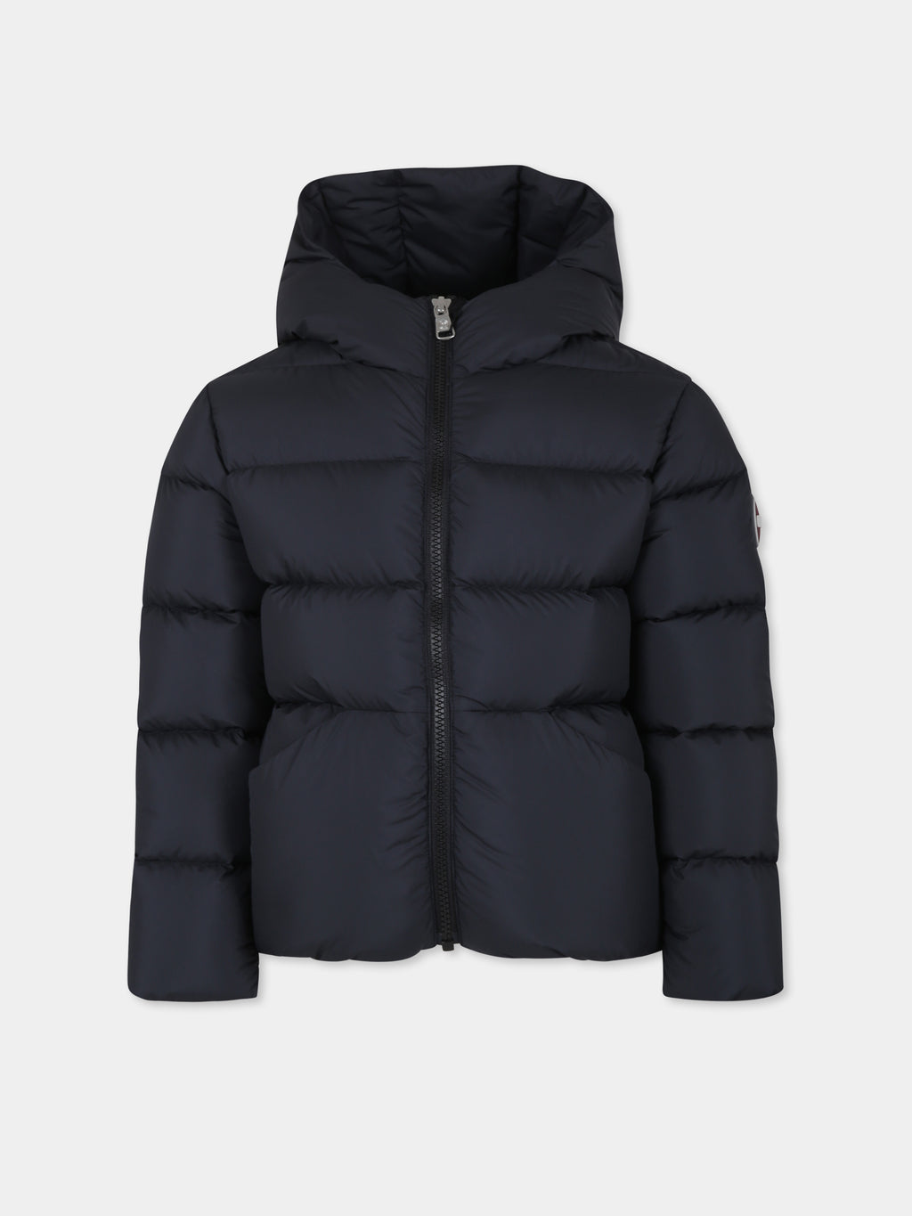 Black down jacket for girl with logo