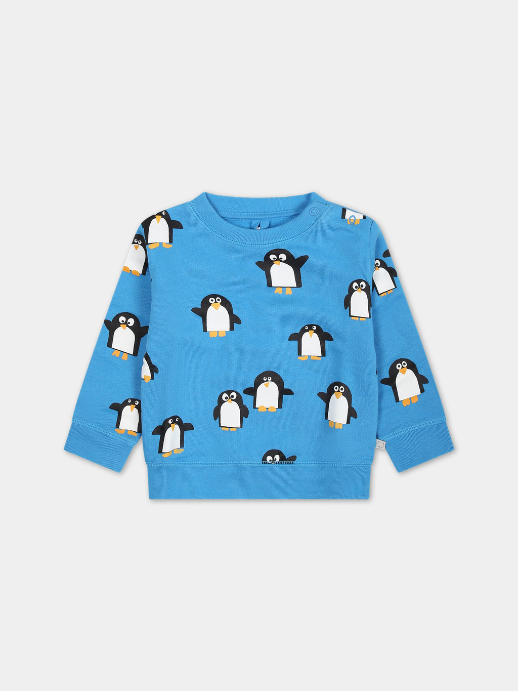 Light blue sweatshirt for baby boy with all-over penguins