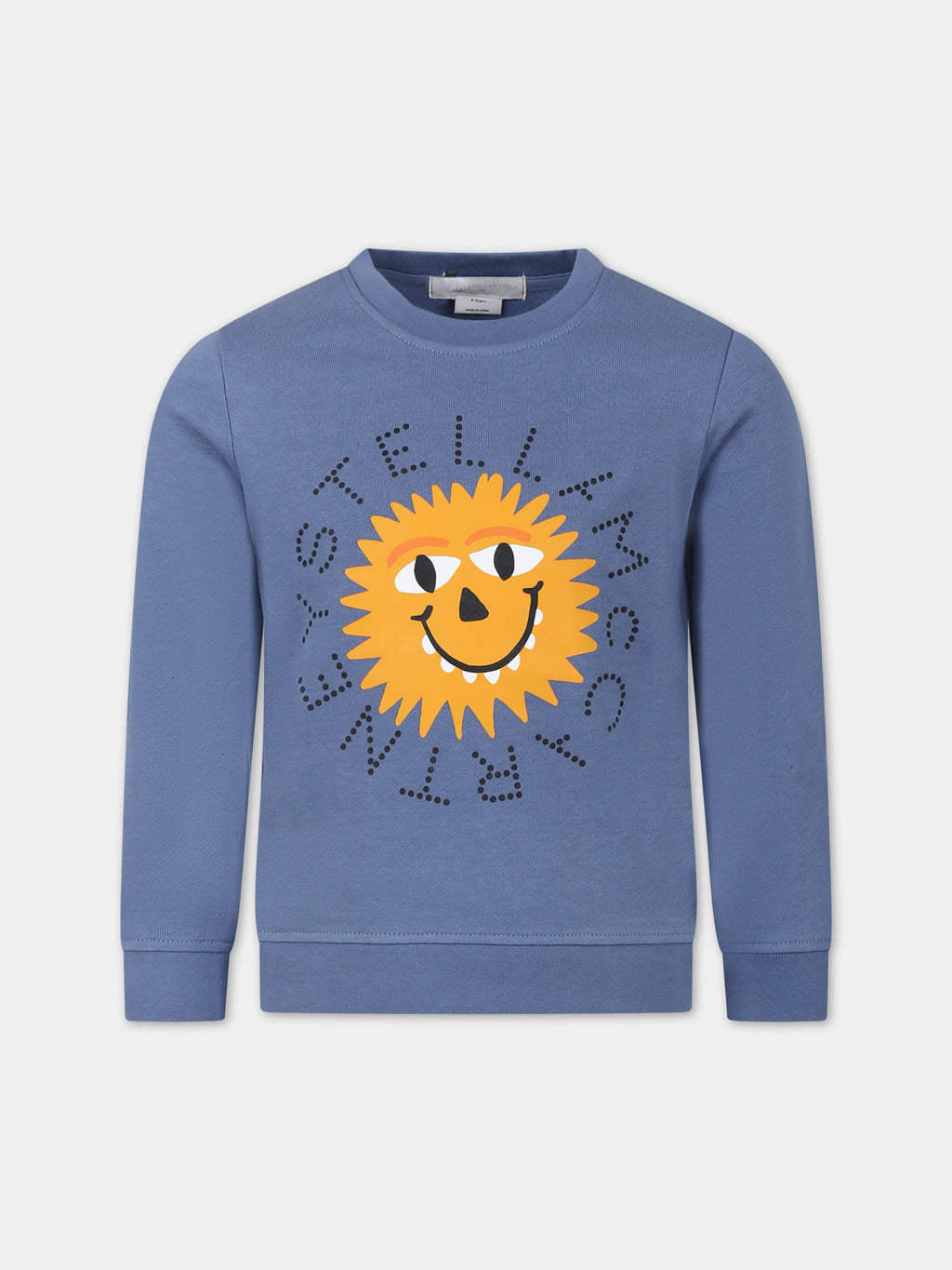 Blue sweatshirt for boy with print and logo