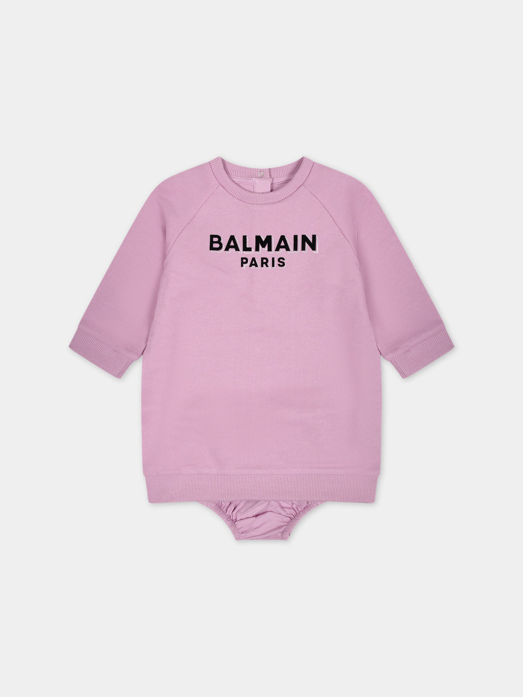 Pink dress for baby girl with black logo