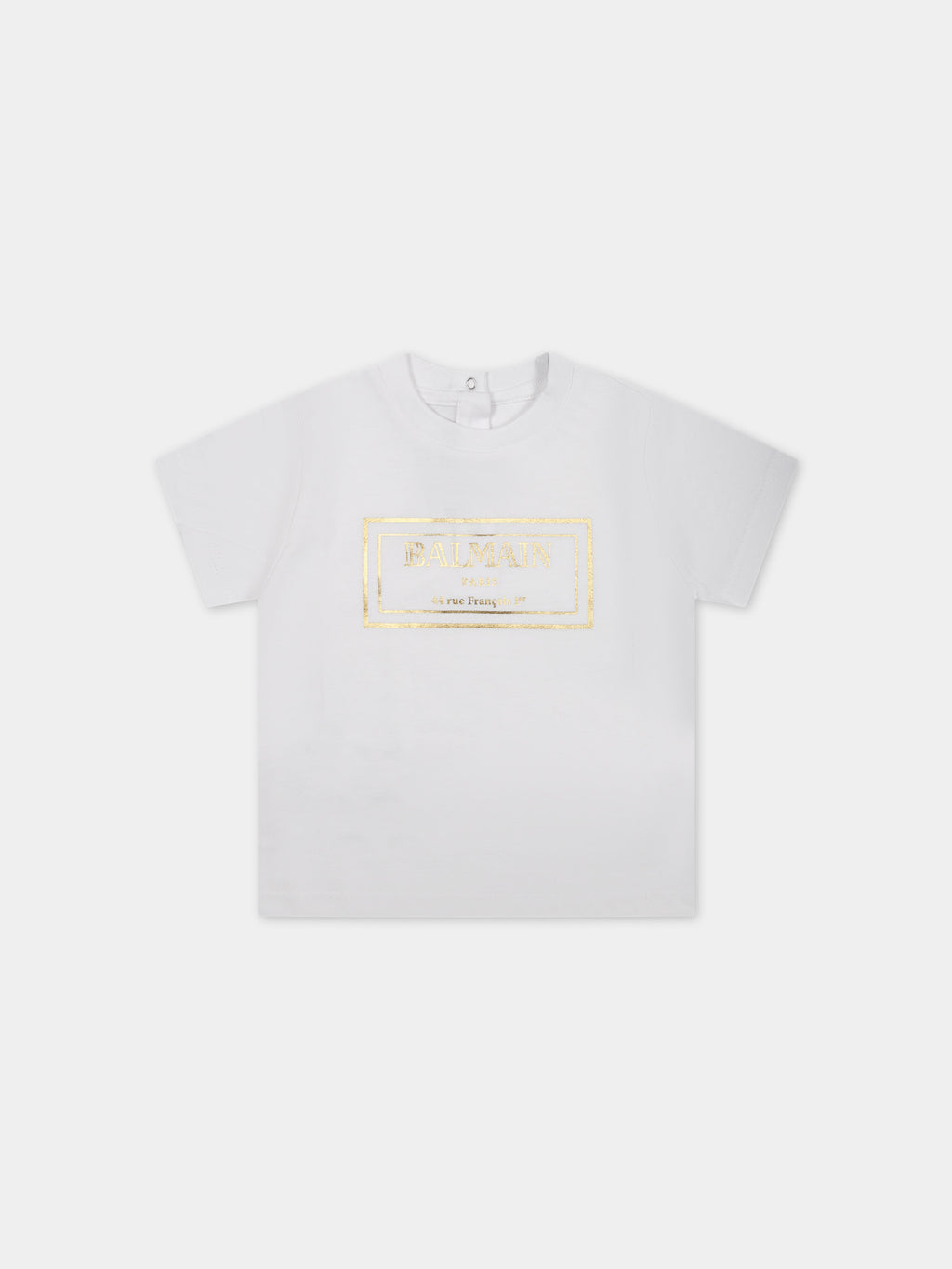 White t-shirt for babies with gold logo