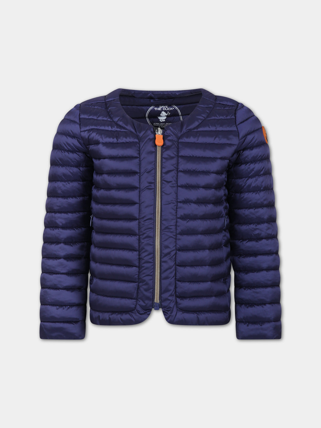 Blue Vela down jacket for girl with iconic logo