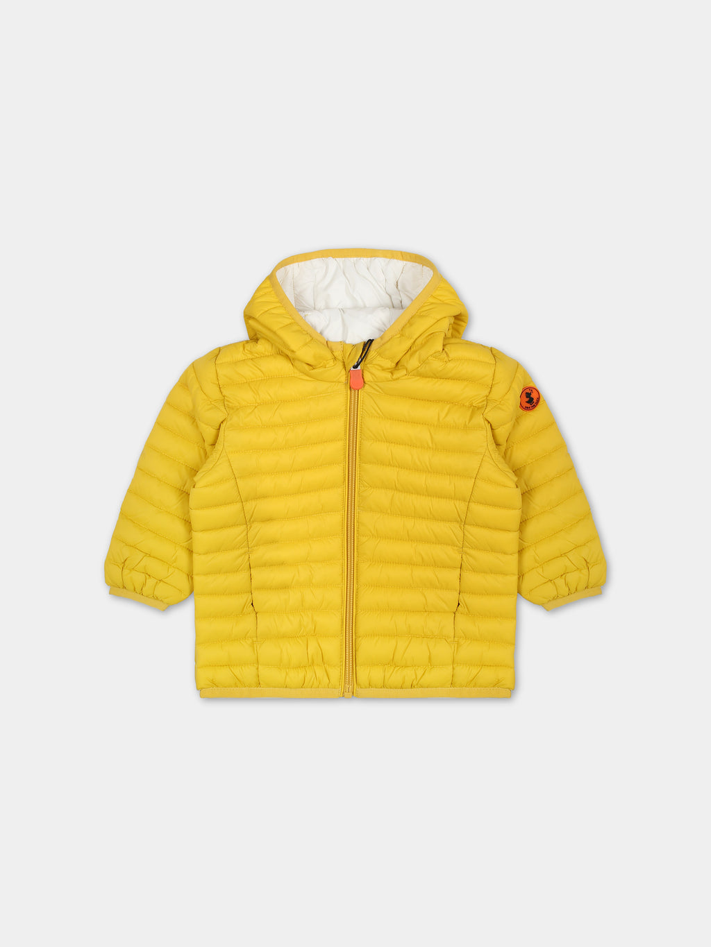 Yellow downn-jacket Nene for baby boy with logo