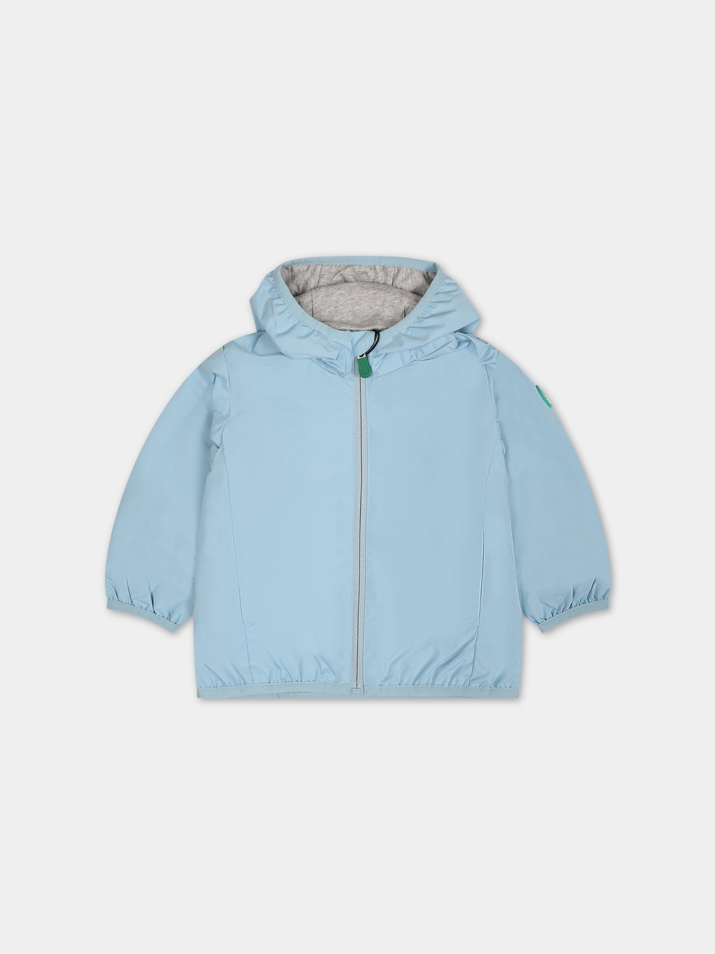 Light blue windbreaker for kids with logo