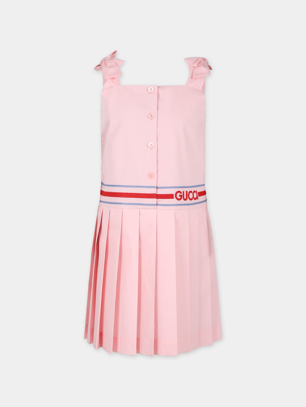 Pink dress for girl with logo