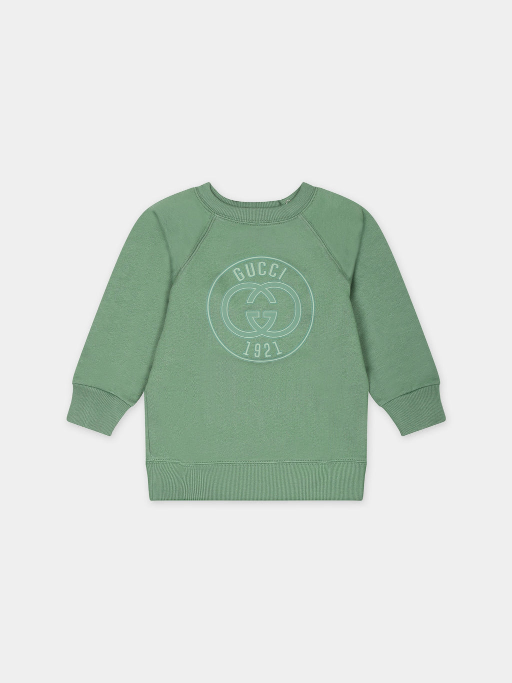 Green sweatshirt for babykids with logo Gucci 1921