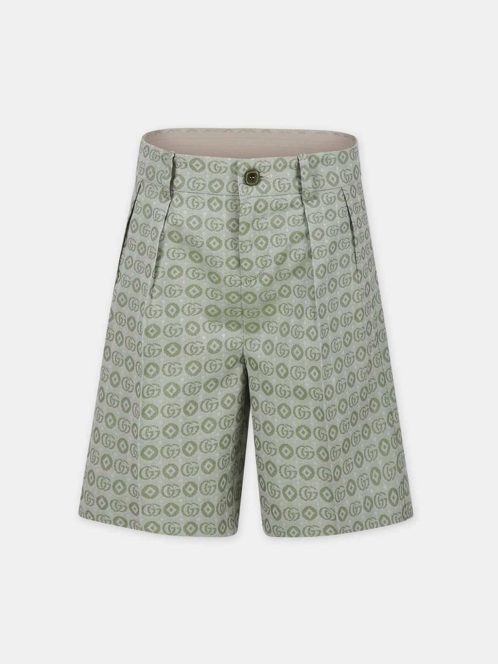 Shorts verdi per bambino con doppia G