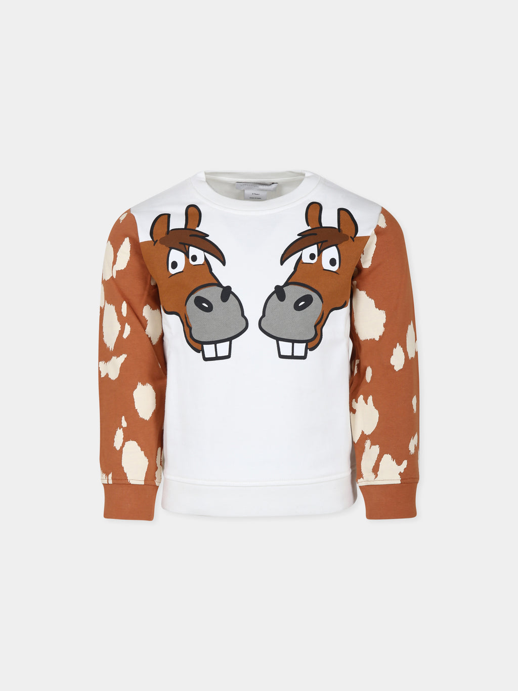 White sweatshirt for boys with horse print