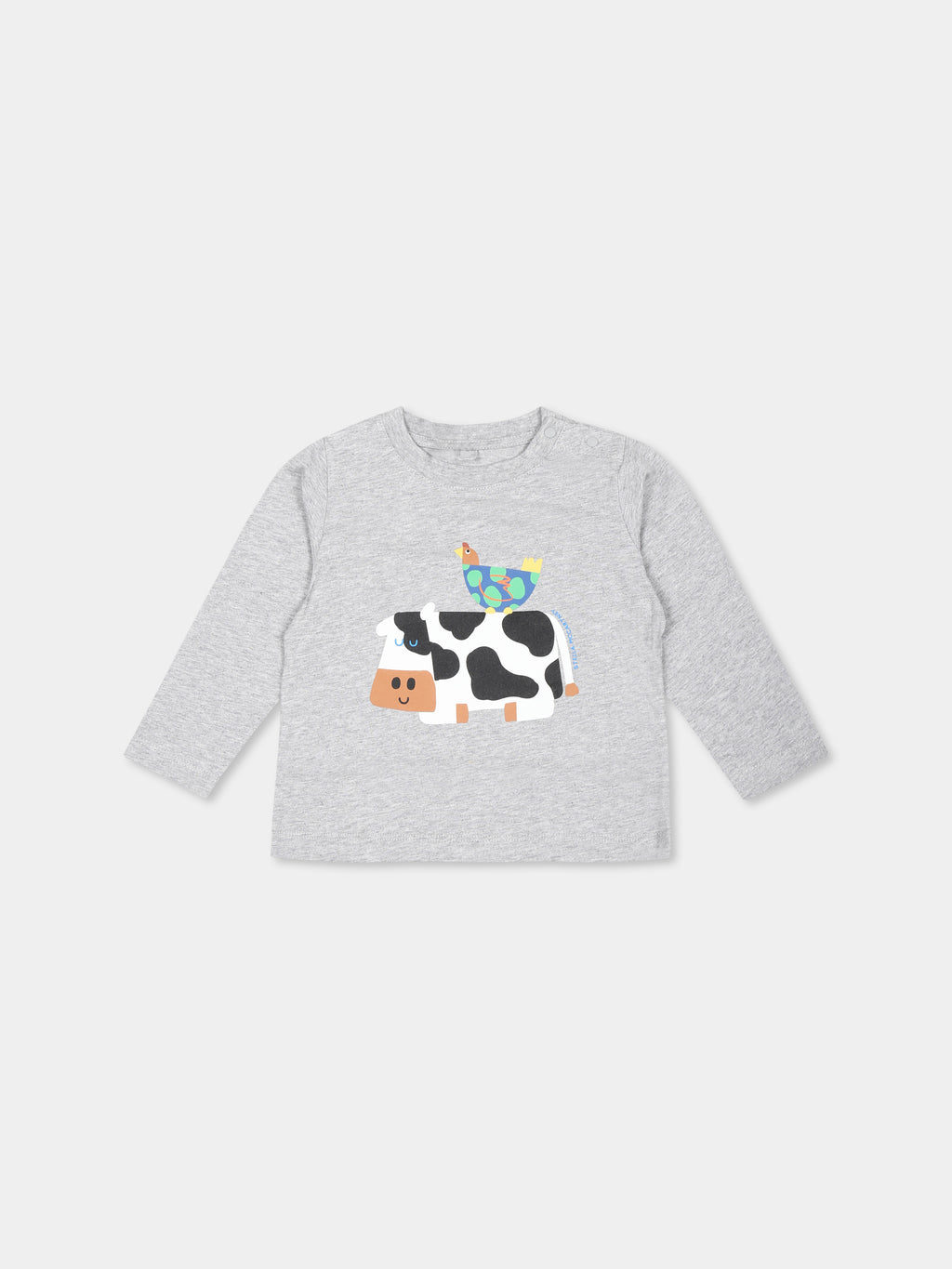 Grey t-shirt for babykids with cow print