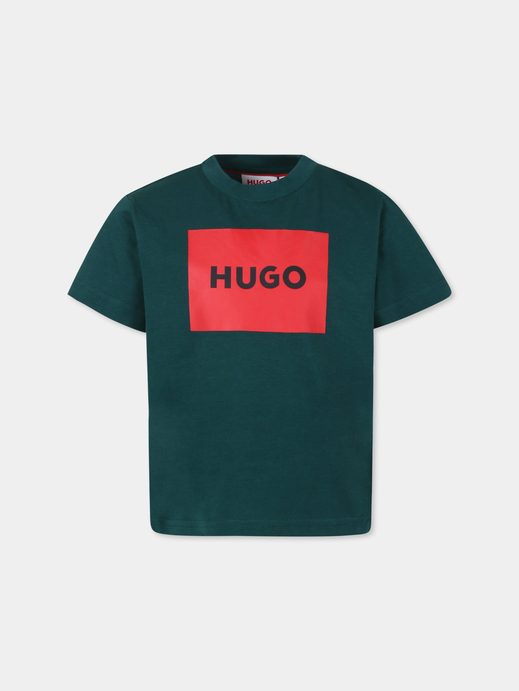 T-shirt verde per bambino con logo