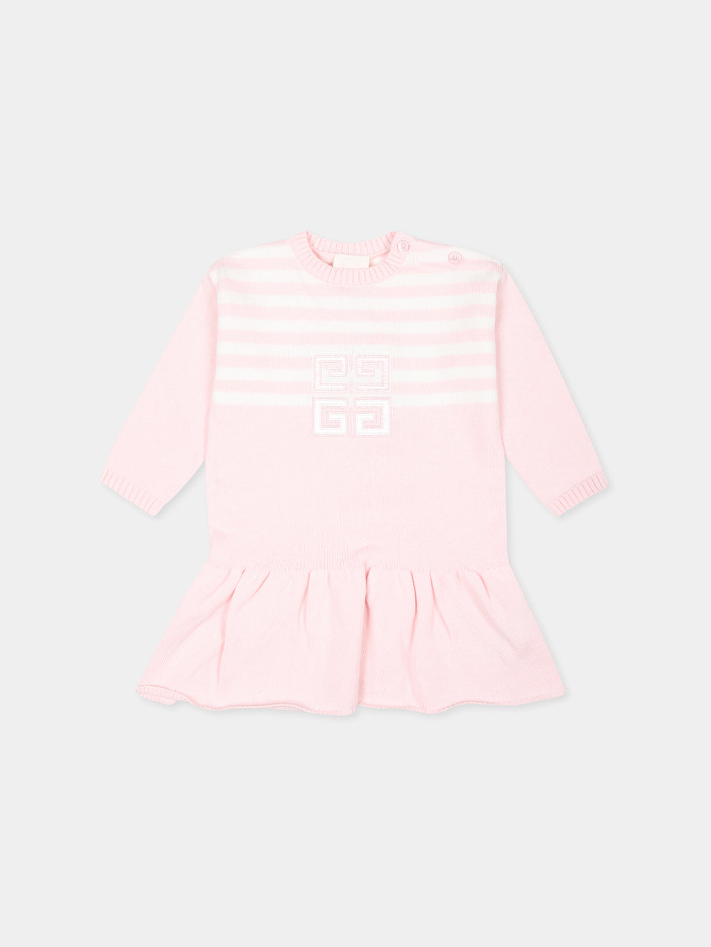 Pink dress for baby girl with iconic 4G motif