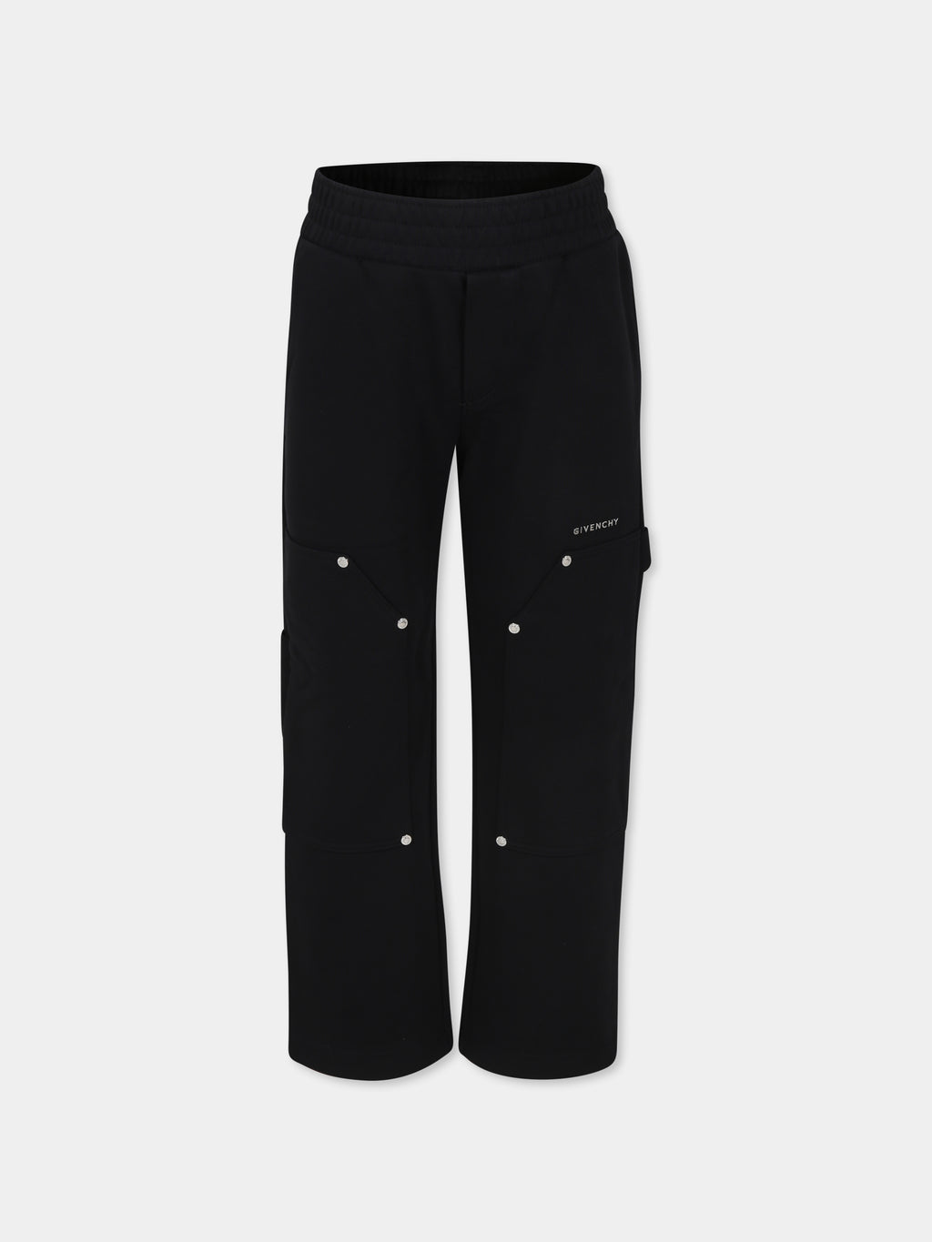 Pantalon noir pour garçon avec étoiles et logo