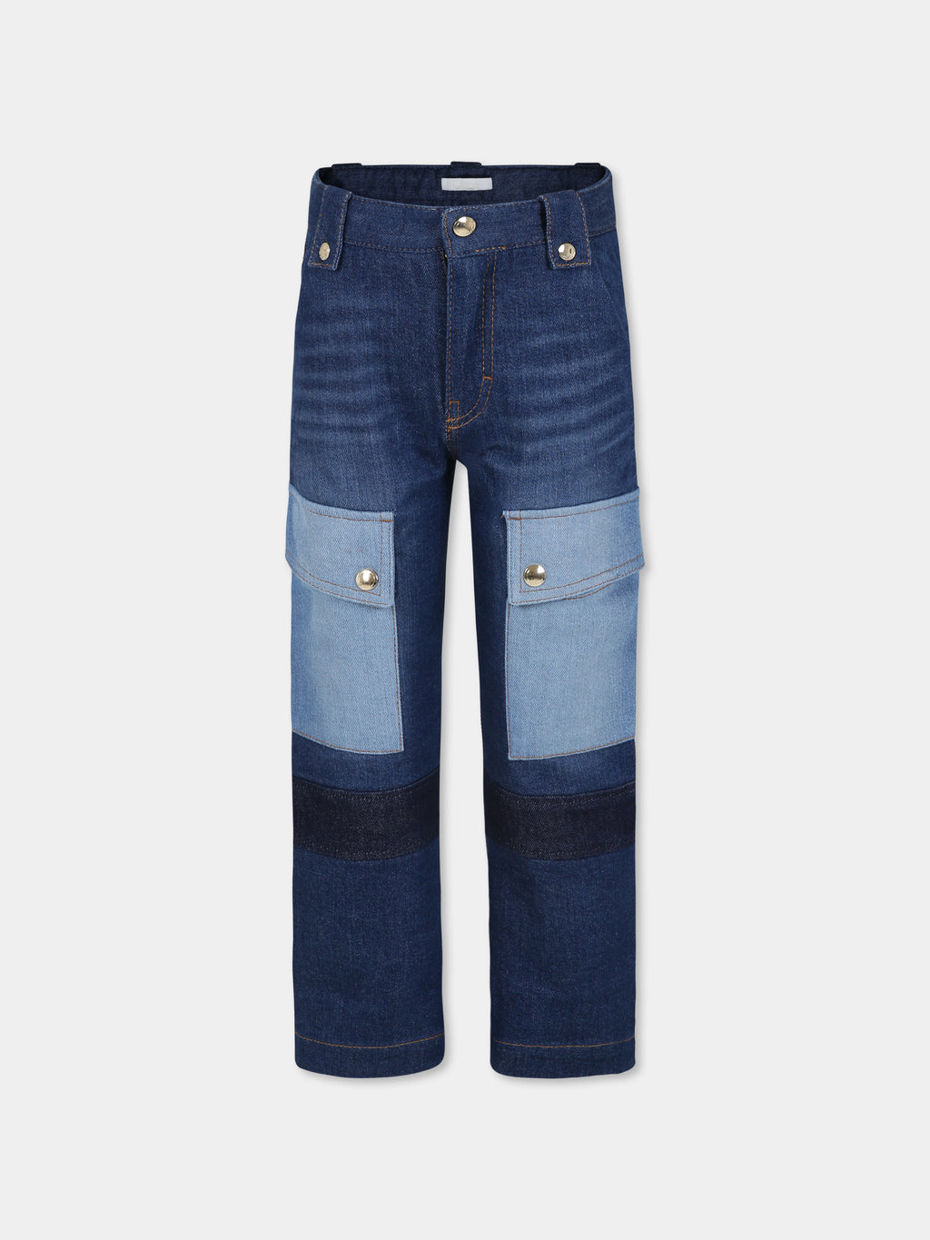 Jeans blu per bambina con logo