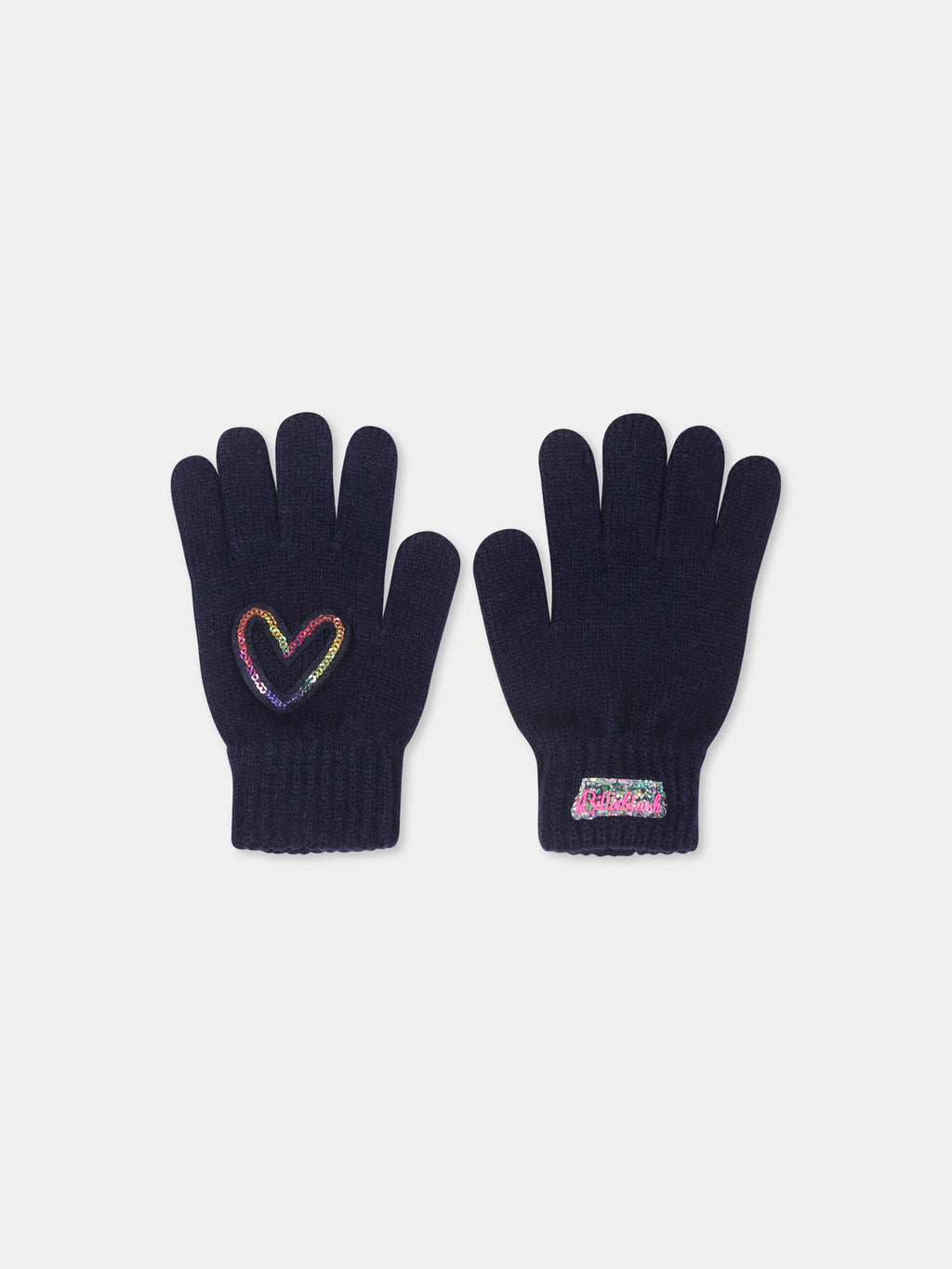 Gants bleu pour fille avec coeur