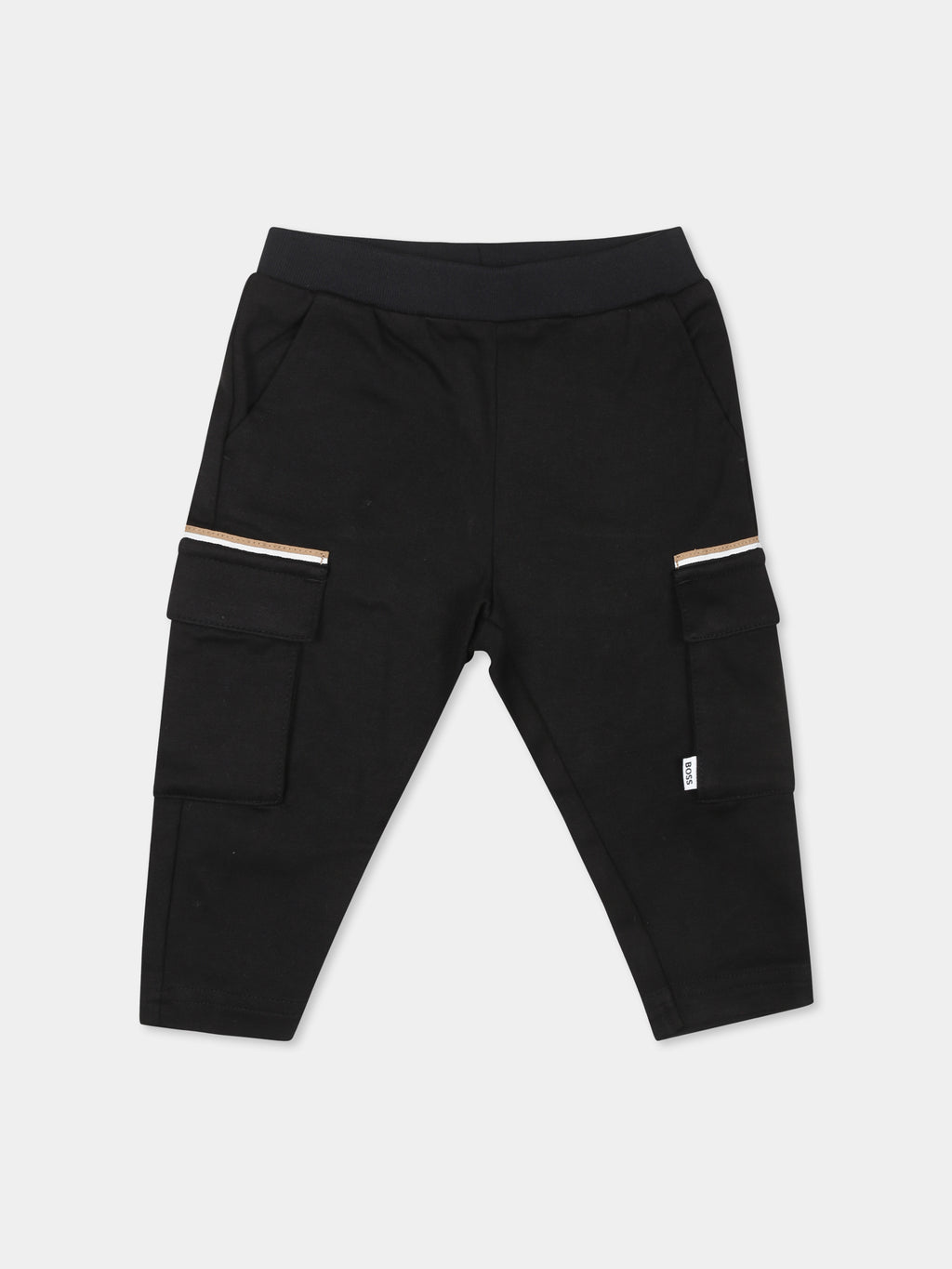 Black trousers for baby boy with logo