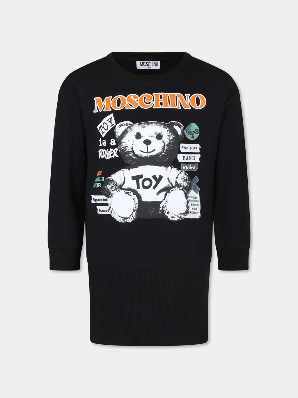 Vestito nero per bambina con Teddy Bear e slogan