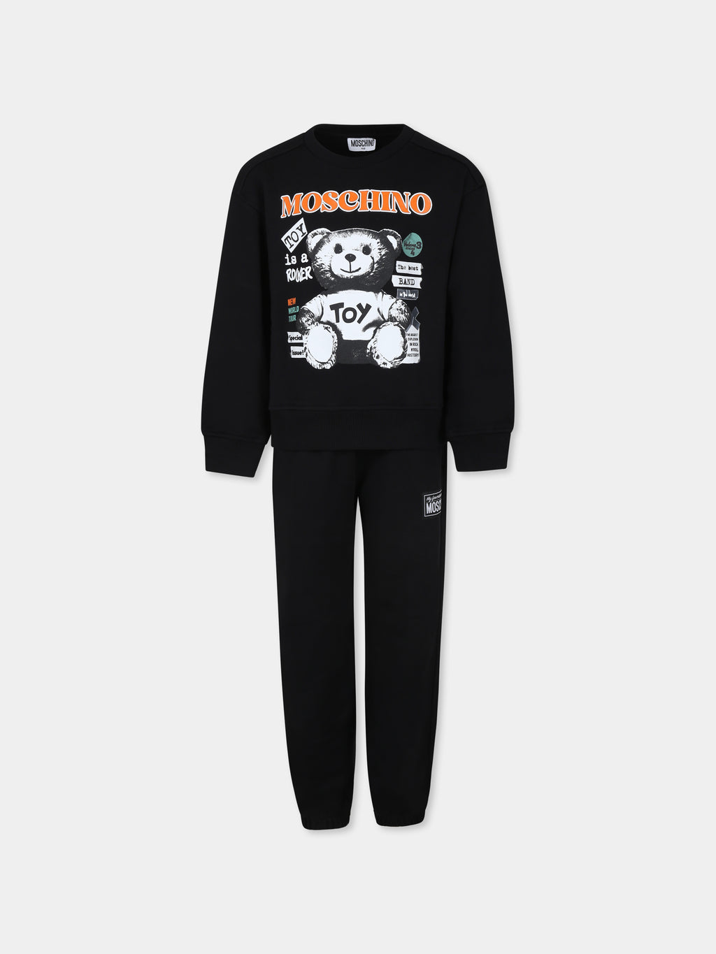 Ensemble noir pour enfants avec Teddy Bear et slogan