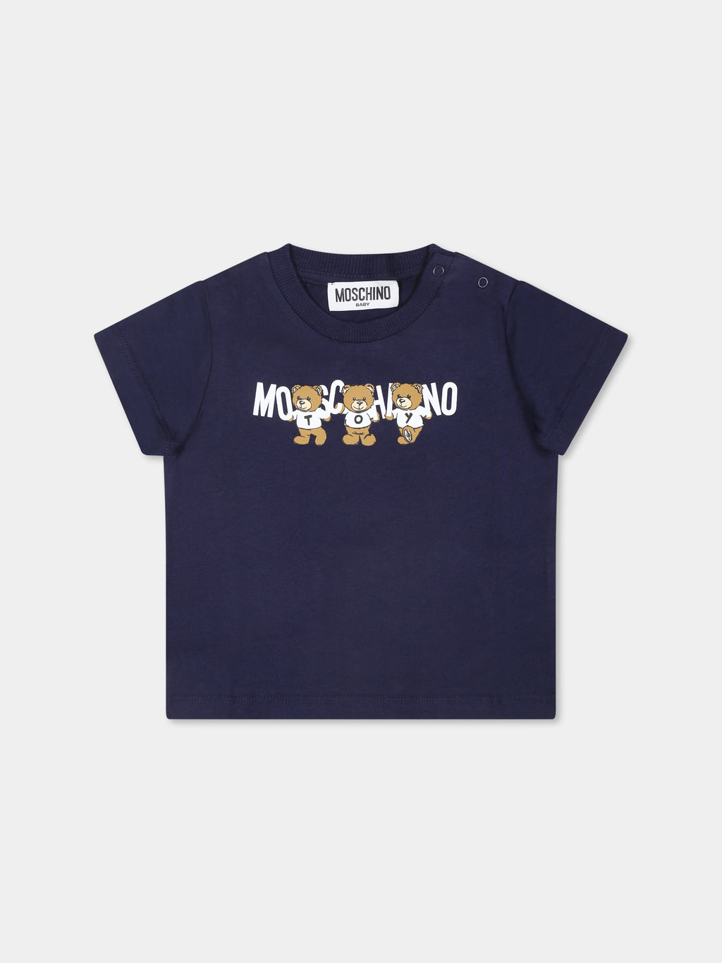 T-shirt blu per neonati con tre Teddy Bears