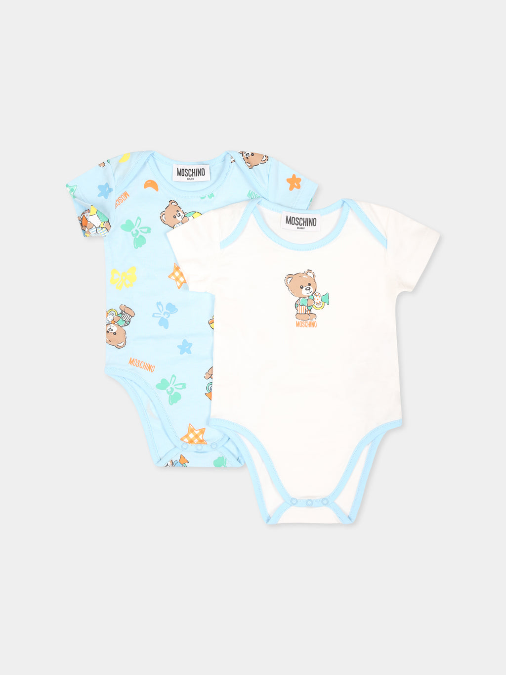 Light blue bodysuit set for baby boy with Teddy Bear