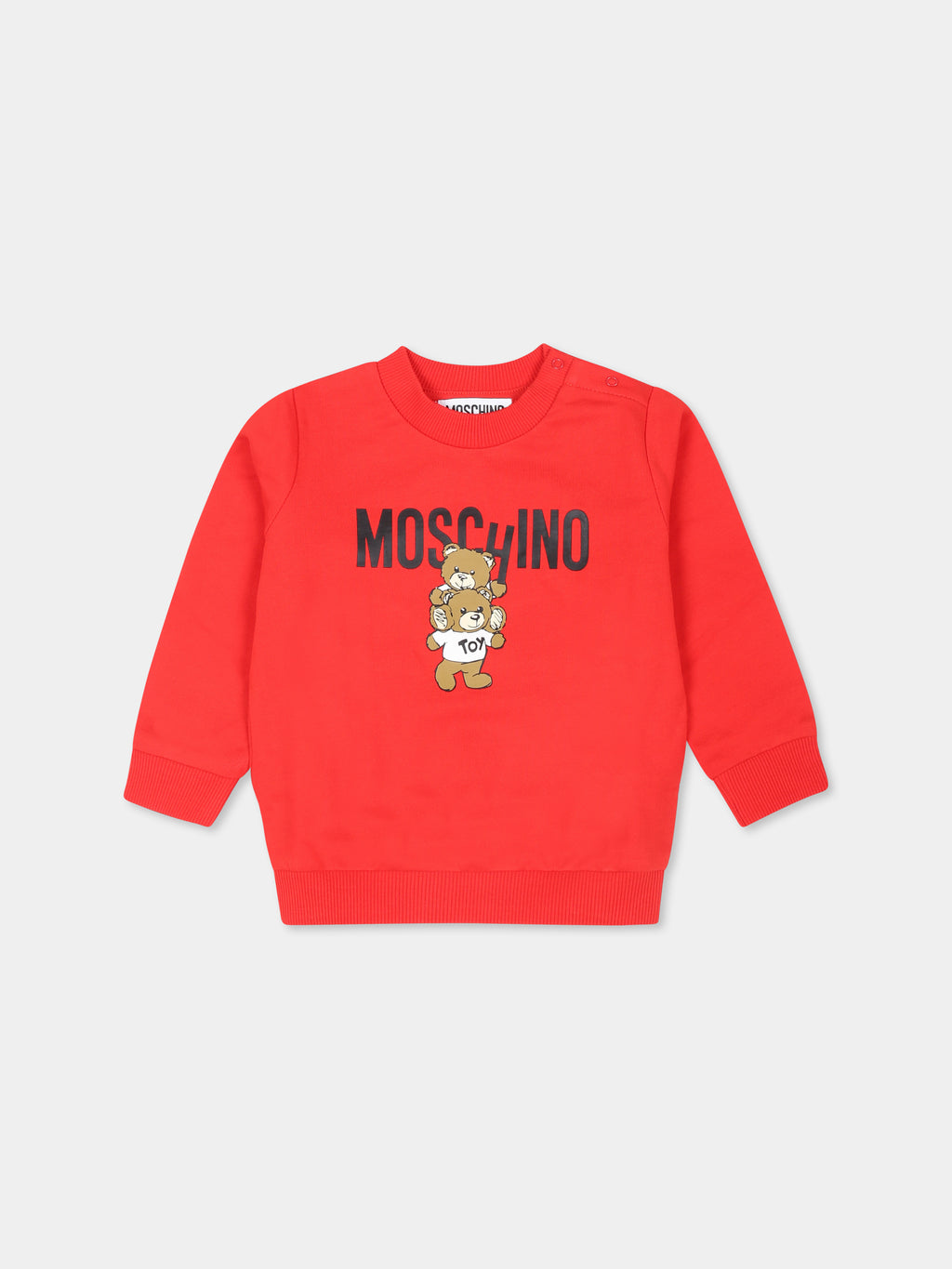 Red sweatshirt for babykids with two Teddy Bears