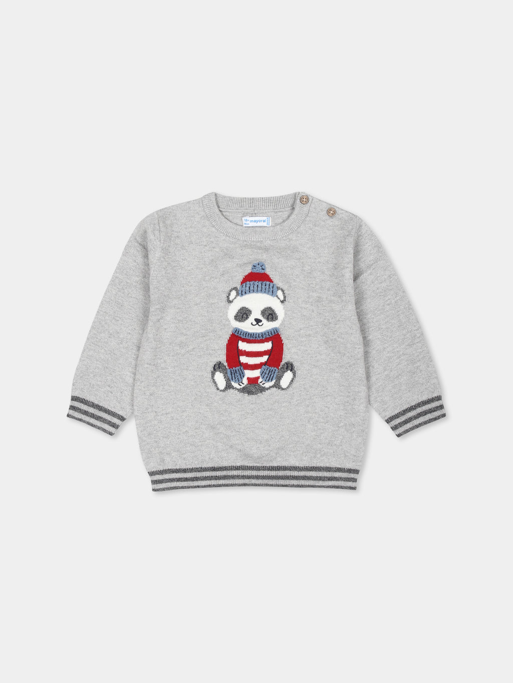 Grey sweater for baby boy with panda